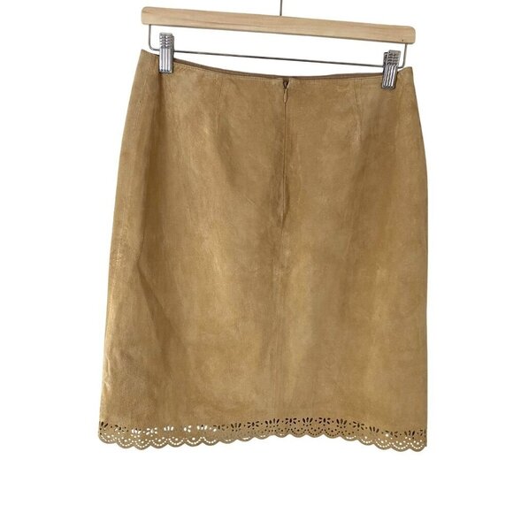 Real Clothes Saks Fifth Avenue Suede Leather Pencil Skirt Sz 6 - Picture 2 of 8
